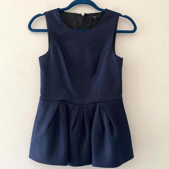 TIBI navy sleeveless peplum top - Picture 1 of 5